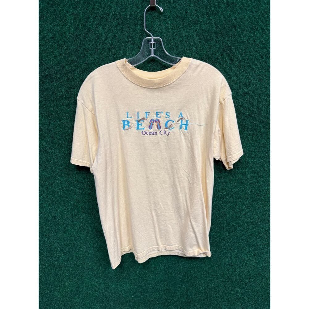Ocean City Maryland Yellow Vintage Shirt Sz Large Beach Themed UNISEX Vacation
